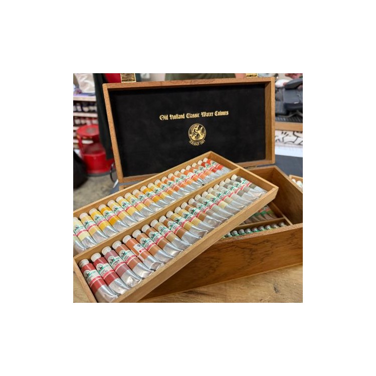 OLD HOLLAND - Coffret bois 160 tubes d'aquarelle extra-fine