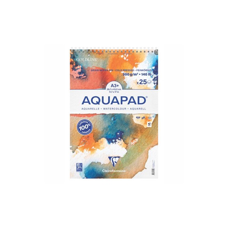 AQUAPAD - Bloc Spiralé Papier Aquarelle 300g Clairefontaine AQUAPAD - Bloc Spiralé Papier Aquarelle 300g Clairefontaine