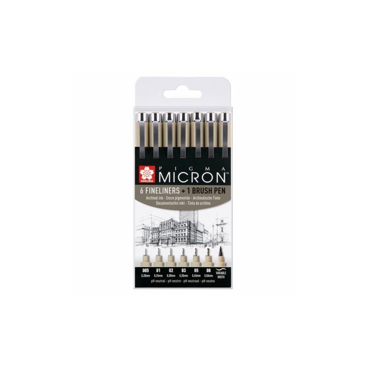 Set Feutres Pigma Micron Sakura étui de 6 + 1 Brush (Offert) Set Feutres Pigma Micron Sakura étui de 6 + 1 Brush (Offert)