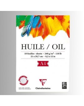 Bloc Huile 10F 240g Collé En-Tête - Clairefontaine