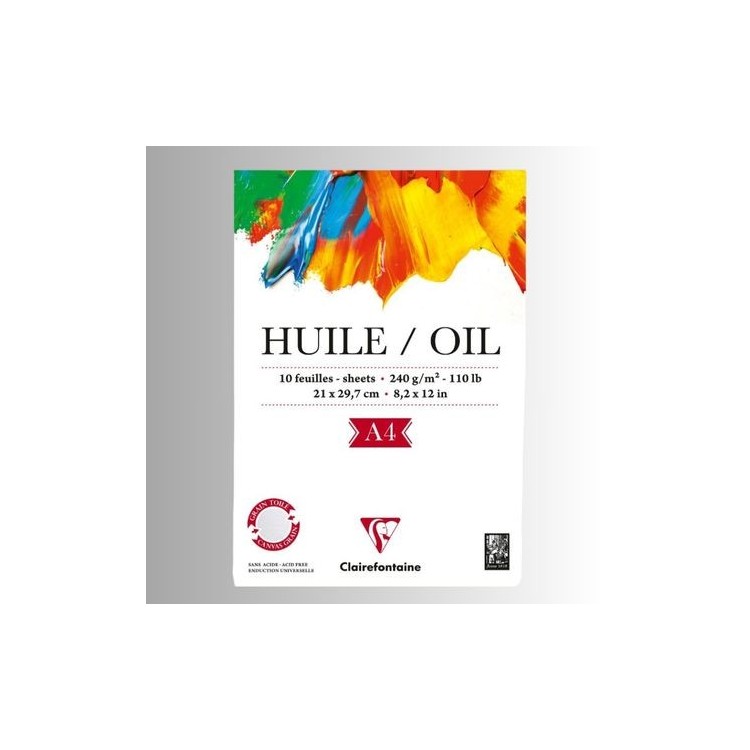 Bloc Huile 10F 240g Collé En-Tête - Clairefontaine