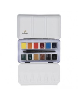 Rembrandt - Boîte métal 12 1/2 godets Aquarelle extra-fine mono pigmentées