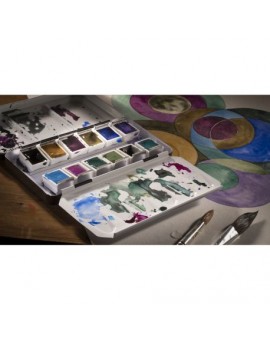 Rembrandt - Boîte métal 121/2 godets Aquarelle extra-fine granulation