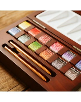 Coffret Bois 12 1/2 godets Aquarelle Extra-Fine SENNELIER