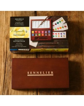 Coffret Bois 12 1/2 godets Aquarelle Extra-Fine SENNELIER
