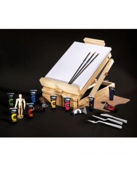 Boite chevalet Campus 12 tubes Acryliques fines + accessoires