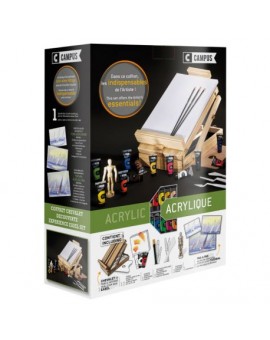 Boite chevalet Campus 12 tubes Acryliques fines + accessoires