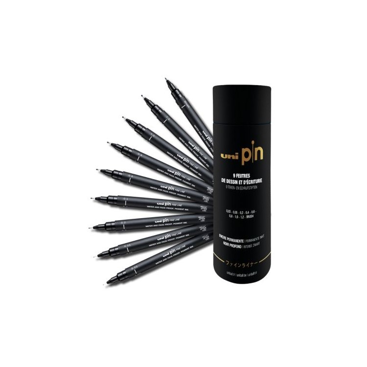 Tube 9 feutres calibrés - UNI PIN