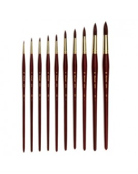 Brosse ronde, fibre synthétique cambrée, manche long, série 864 Sépia Acryl - RAPHAEL