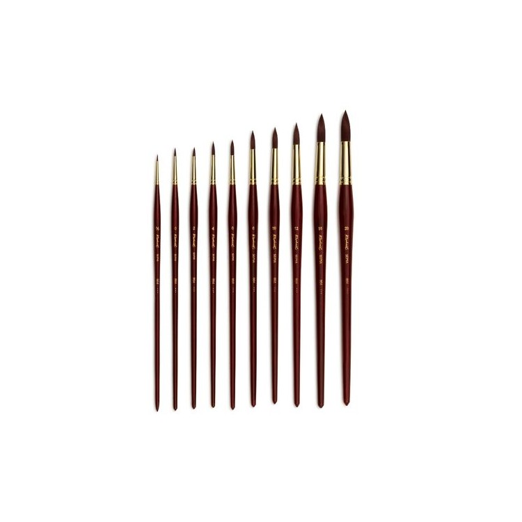 Brosse ronde, fibre synthétique cambrée, manche long, série 864 Sépia Acryl - RAPHAEL