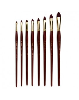 Brosse langue de chat, fibre synthétique cambrée, manche long, série 8747 Sépia Acryl - RAPHAEL