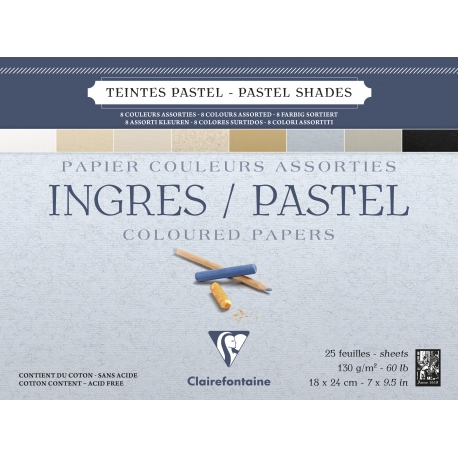 Bloc Ingres collé 25F 130g Pastel assortiment