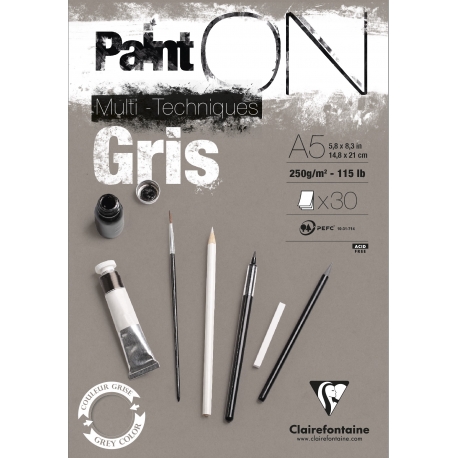 Bloc Paint'On Gris encollé 30F 250g