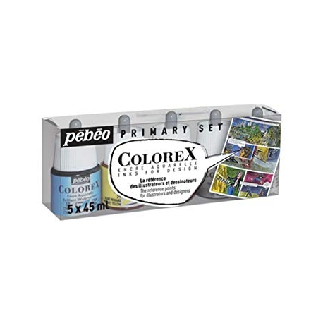 Colorex - Pack encres aquarellables avec pipette 5 x 45 ml
