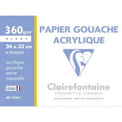 Pochette gouache & acrylique 24x32 6F 360g