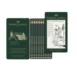 Design Set Boite Metal 12 Crayons Graphites Faber Castell 9000 ( 5B-5H )
