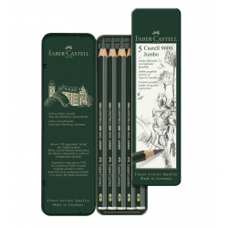 Jumbo Boite Metal 5 Crayons Graphites Faber Castell 9000