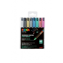 Boite de 8 Marqueurs Pointe Extra-Fine Calibree Metal Posca