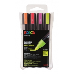 Boite de 4 Marqueurs Fluo Pointe Moy Conique (Rg/Rs/Og/J) Posca