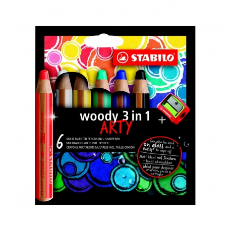 Crayon de couleur multi-talents STABILO woody 3in1 ARTY - Crayons d
