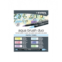Aqua Brush Duo Etui de 6 Feutres Pinceaux Double Pointe Couleurs Pastels Lyra