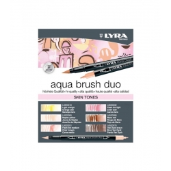 Aqua Brush Duo Etui de 6 Feutres Pinceaux Double Pointe Couleurs Peaux Lyra