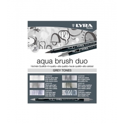 Aqua Brush Duo Etui de 6 Feutres Pinceaux Double Pointe Couleurs Gris Lyra