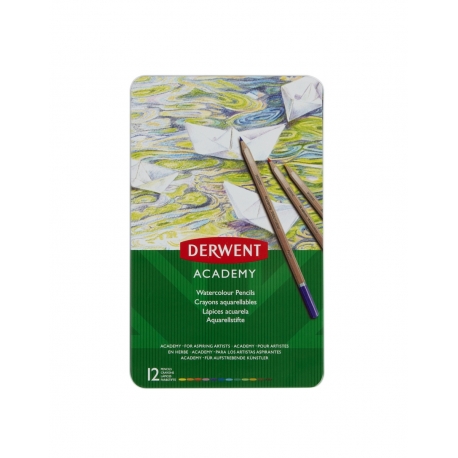 DERWENT - ACADEMY - Boîte métal crayons de couleur aquarellables