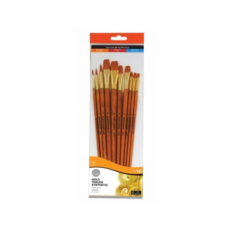 Daler Rowney - Set 10 Brosses Synthétique assorties Gold Manche Long