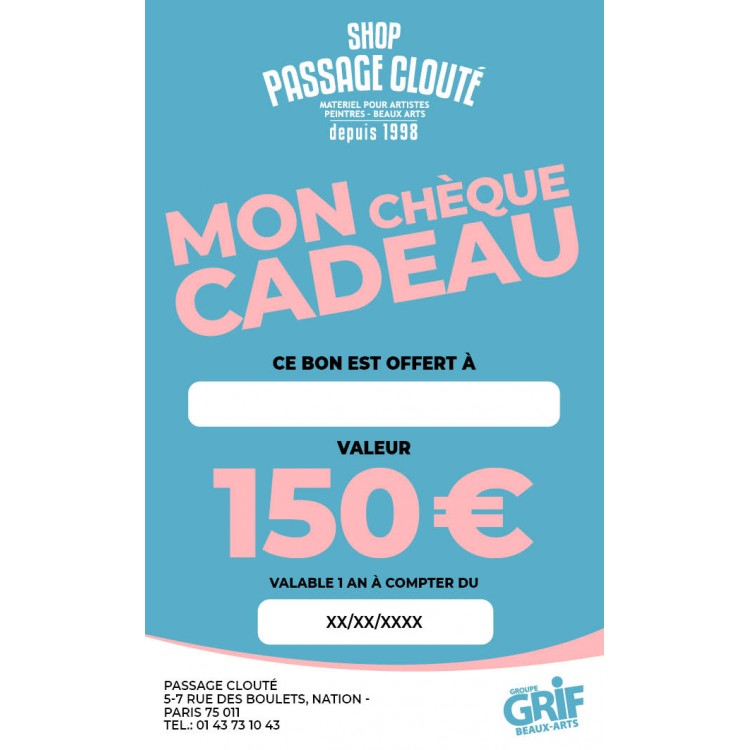 Chèque cadeau 150€ - Passage Clouté