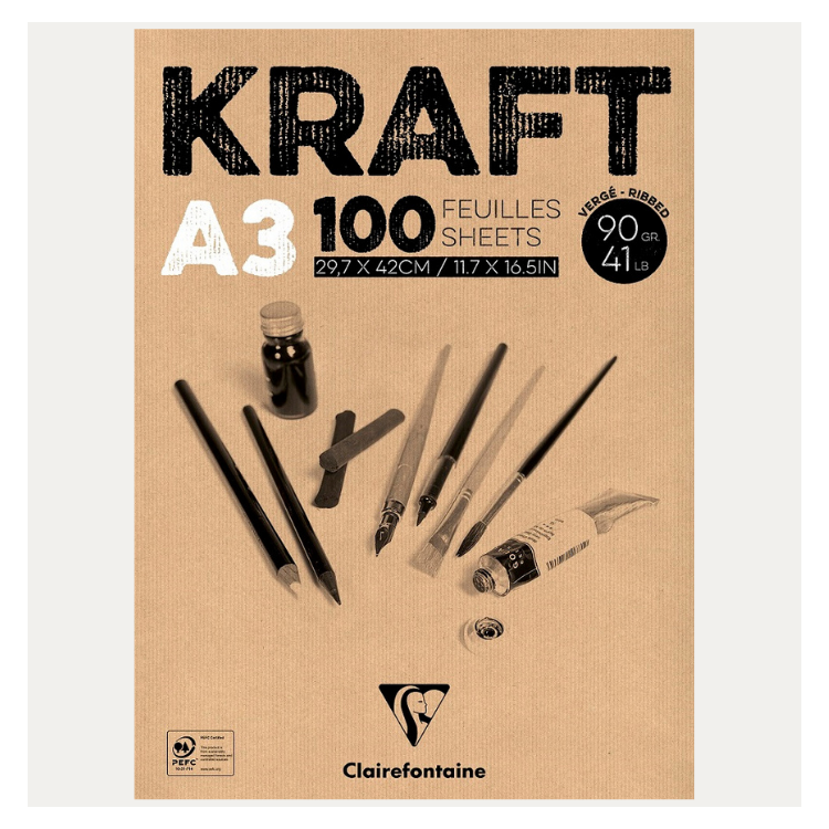Bloc collé Kraft brun 100F 90g