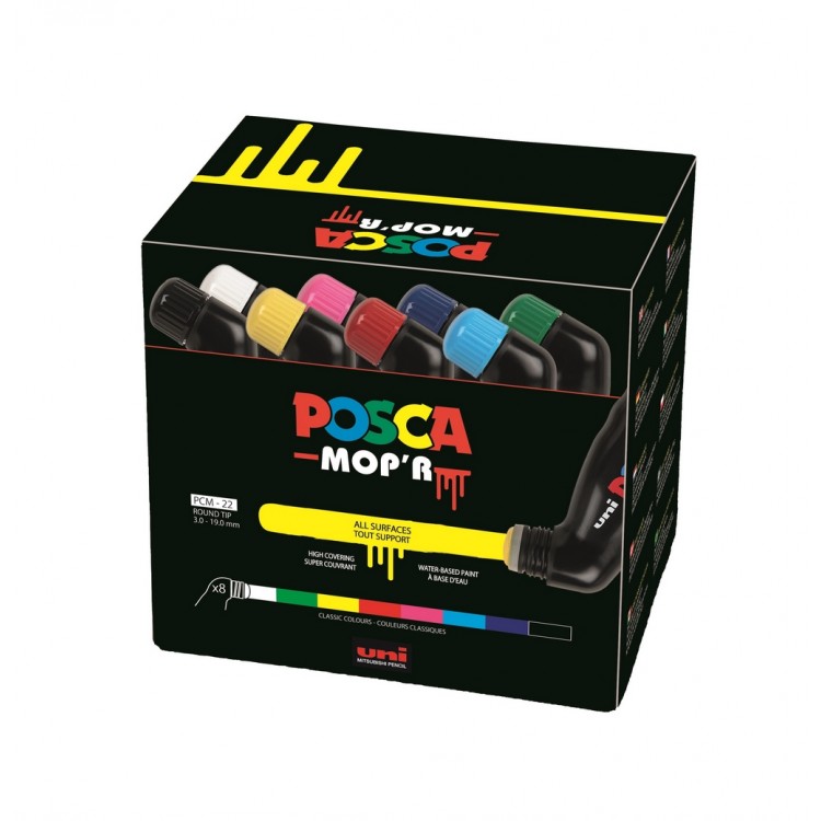 Posca marqueur de peinture PC-7M, set de 8 marqueurs en couleurs