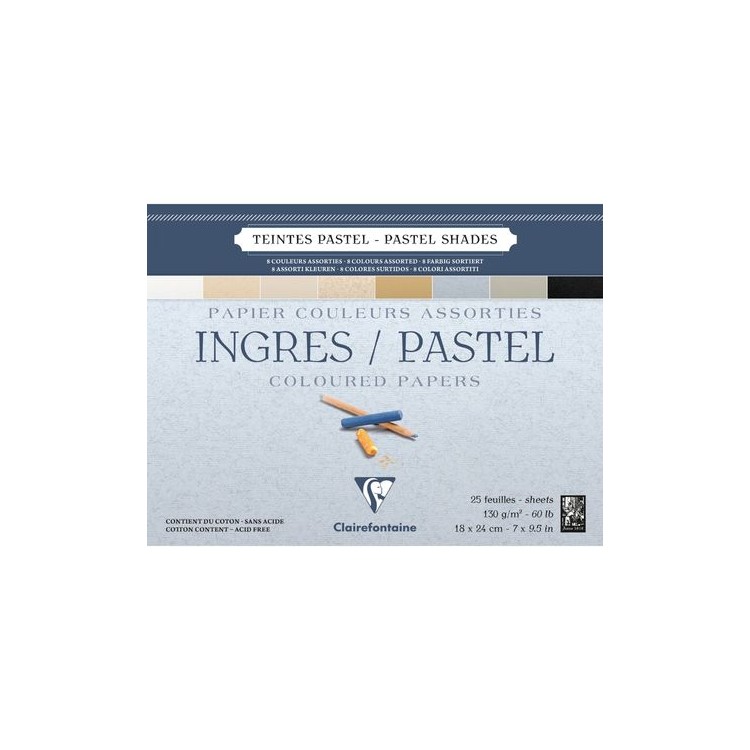 Ingres-Pastel Bloc collé 25F 130g couleurs assorties