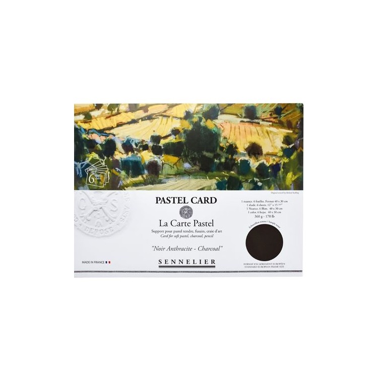 Pastel Card Pochette 6 feuilles Noir Anthracite Format 24x32