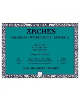 ARCHES - Bloc papier aquarelle - 640g - 10 feuilles - Grain Fin