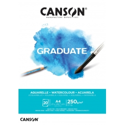 Bloc 20 feuilles de papier aquarelle grain fin 250g - Canson Graduate