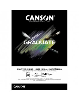 Bloc de 20 feuilles de papier Mix Média Noir 240g - Canson Graduate