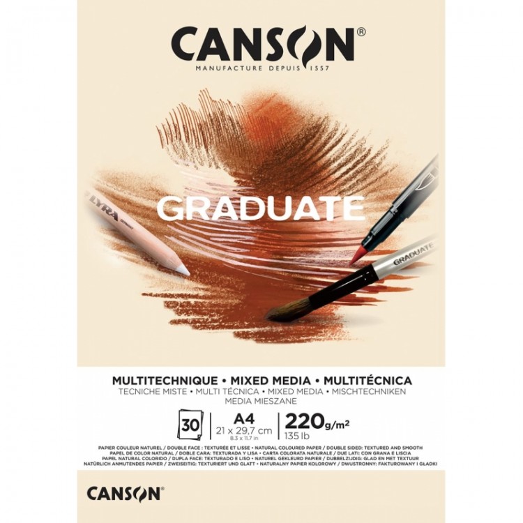 Bloc de 30 feuilles de papier \"naturel\" 220g - Canson Graduate