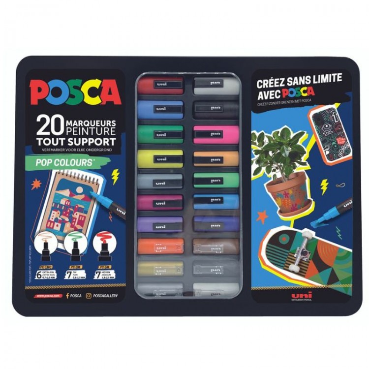 POSCA Malette 20 Marqueurs Assortis Pop Colours