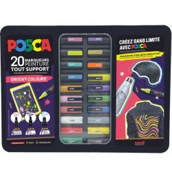 POSCA - Mallette 20 Marqueurs assortis - Groovy Colors