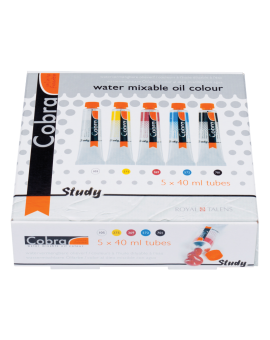 Couleurs à l'huile diluable à l'eau Study Cobra Set 5x40 ml