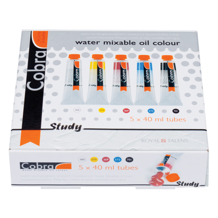 Couleurs à l'huile diluable à l'eau Study Cobra Set 5x40 ml