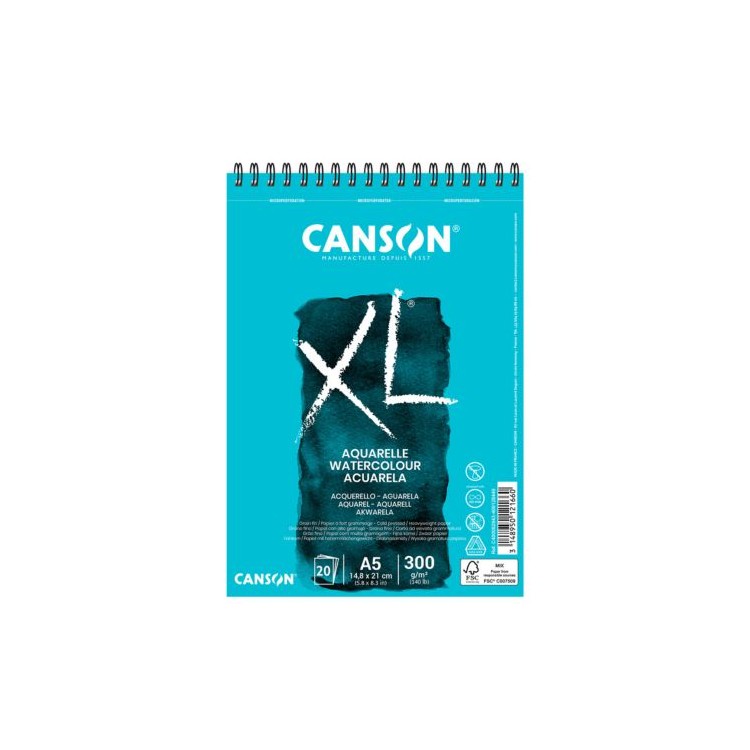 Canson - Album XL® Aquarelle spiralé 300g Grain Fin