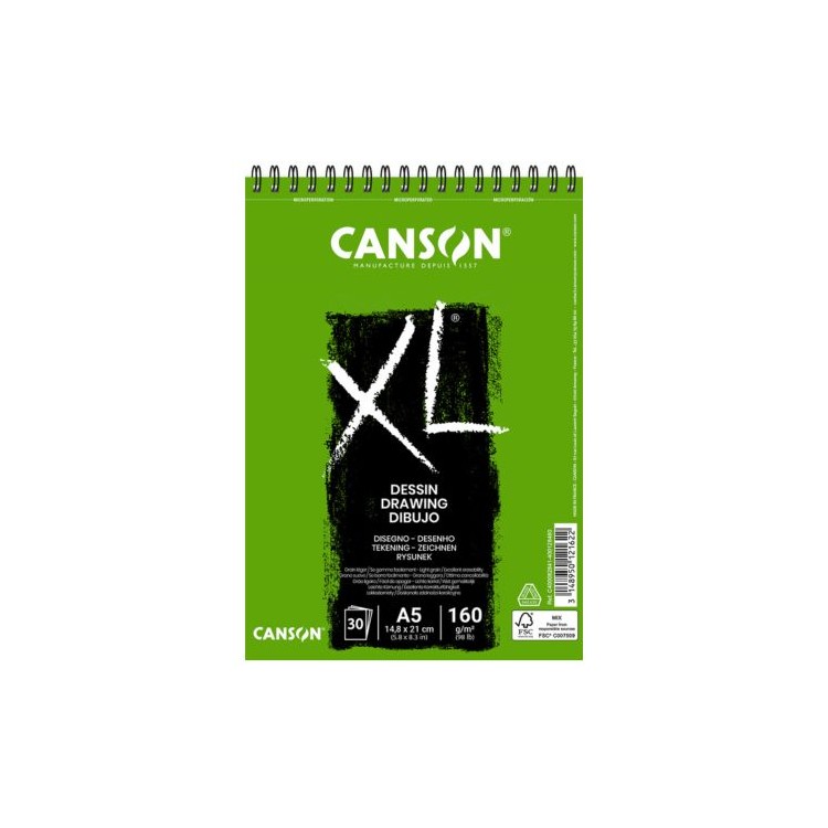 Canson - Bloc XL® Dessin spiralé petit côté 160g