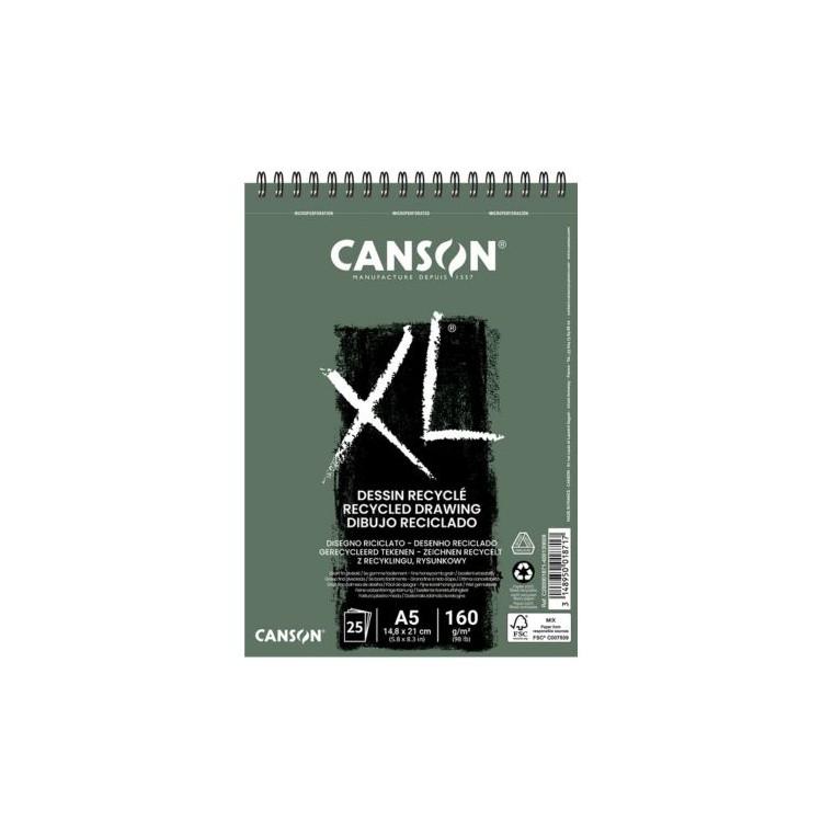 Canson - Bloc XL® Recyclé spiralé petit côté 160g