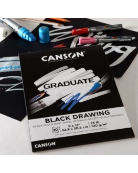 Bloc de 20 feuilles de papier noir 120g - Canson Graduate