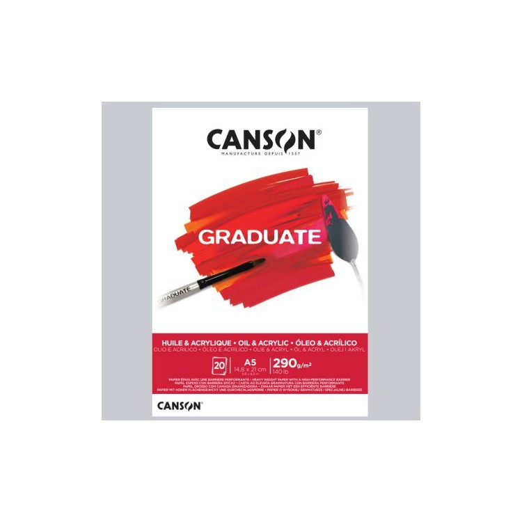 Bloc de 20 feuilles de papier pour l'huile et l'acrylique 290g - Canson Graduate