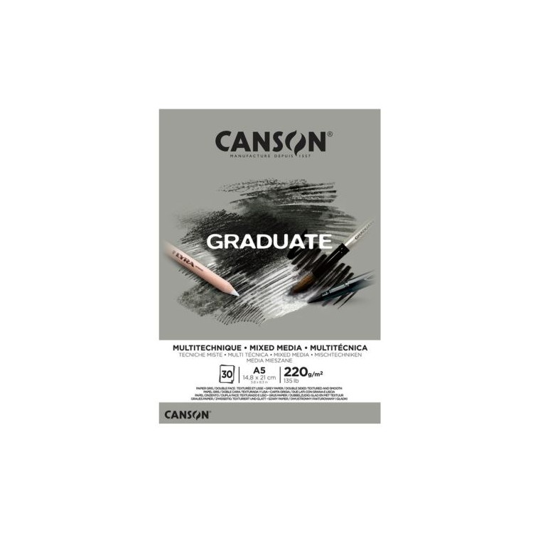 Bloc de 30 feuille de papier "gris" 220g - Canson Graduate