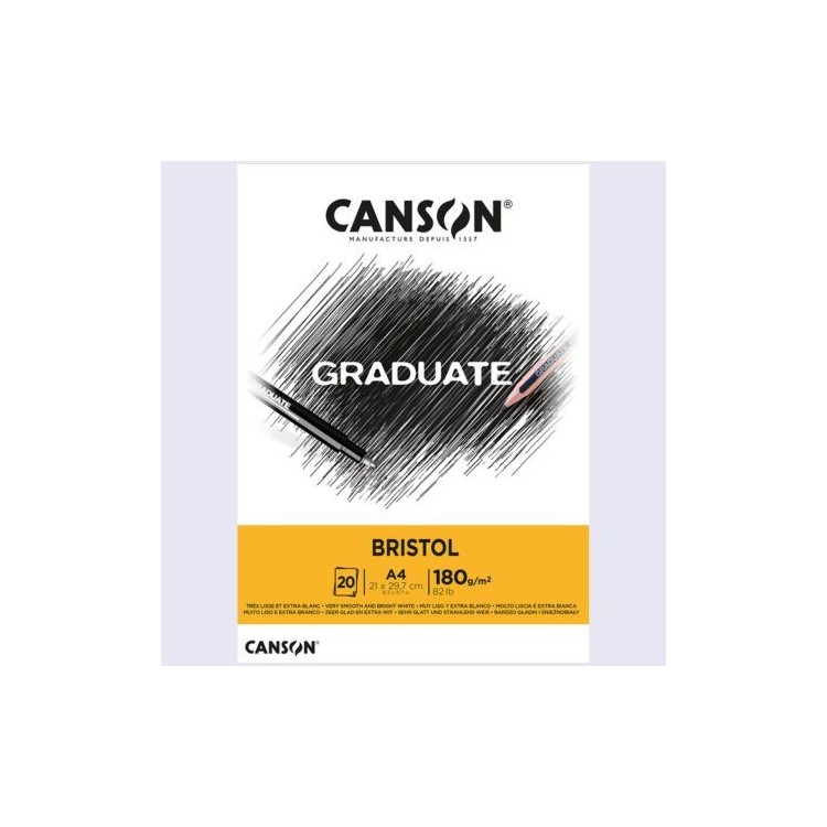 Bloc 20 feuilles de papier bristol 180g - Canson Graduate