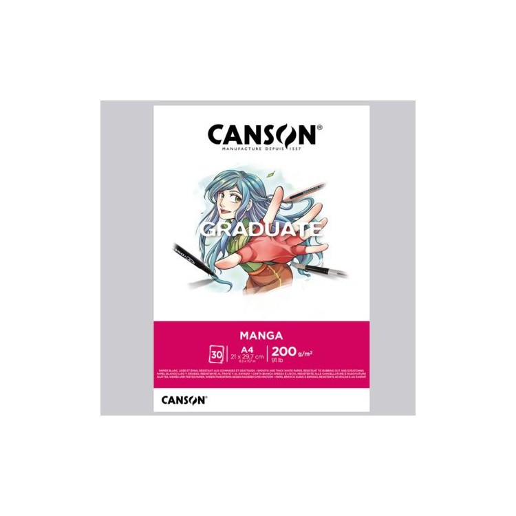 Bloc de 30 feuilles de papier spécial Manga 200g - Canson Graduate